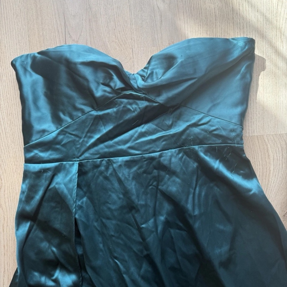RTR Elle Zeitoune Magnolia Strapless Gown Shift Dress Green Satin Size Large - Picture 5 of 12